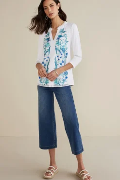 New Soft Surroundings Delsie Embroidered Top
