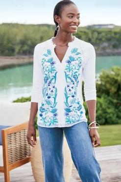 New Soft Surroundings Delsie Embroidered Top