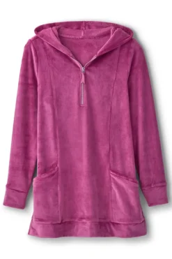 Hot Soft Surroundings Dixie Velour Zip Hoodie Tunic Boysenberry