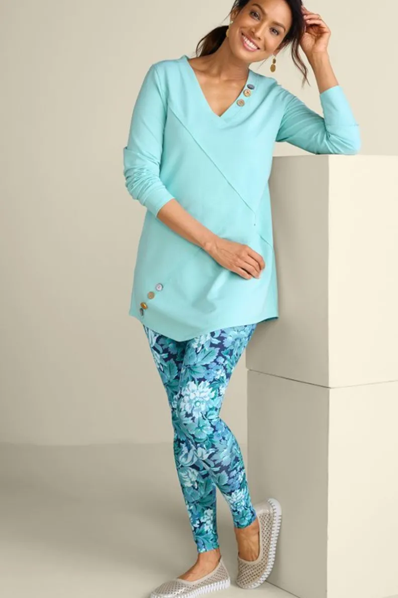 Sale Soft Surroundings Dove French Terry Asymmetrical Tunic PastelTurquoise