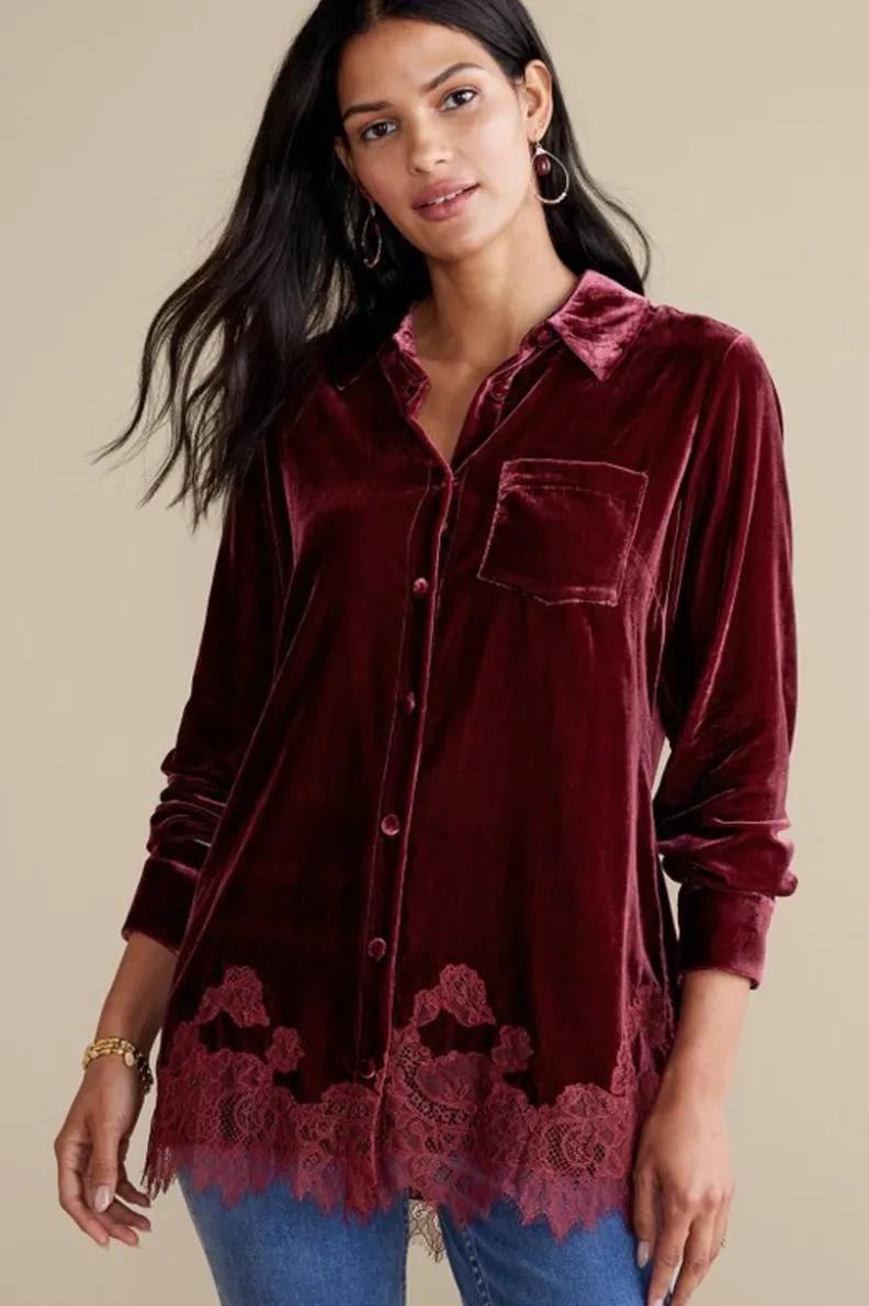 Best Soft Surroundings Eden Velvet and Lace Shirt