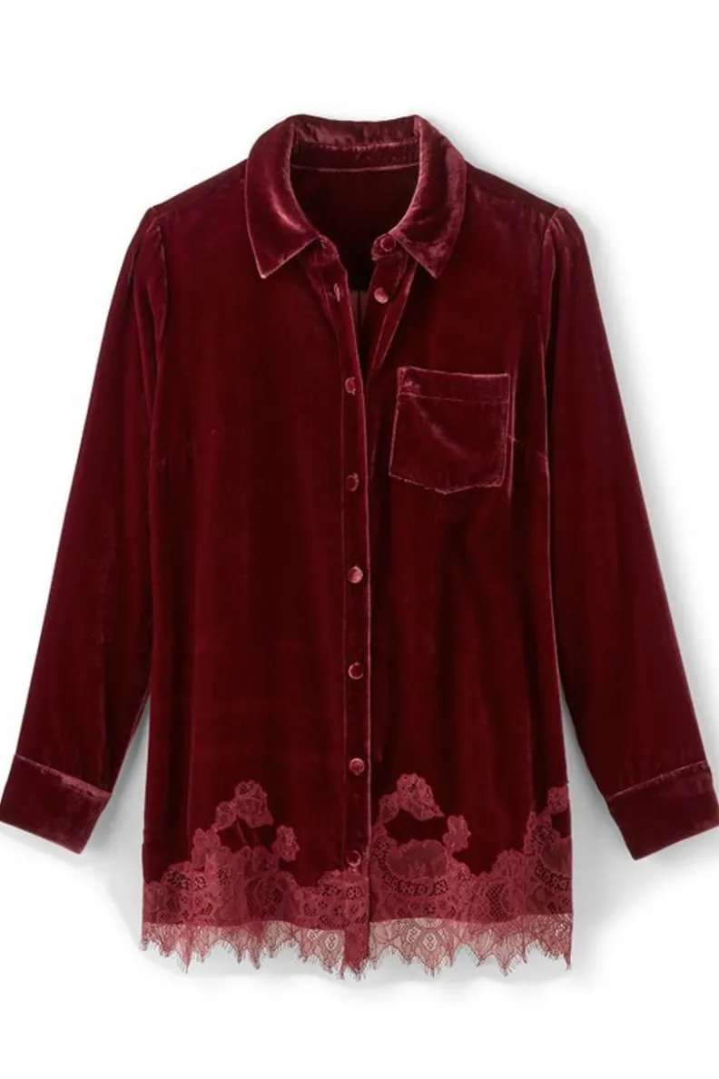 Best Soft Surroundings Eden Velvet and Lace Shirt