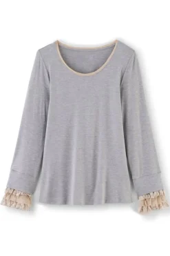 New Soft Surroundings Ella Lace Top MediumGreyHeather
