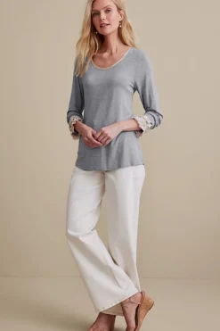 New Soft Surroundings Ella Lace Top MediumGreyHeather