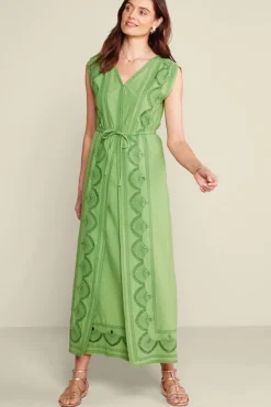 Clearance Soft Surroundings Ellison Linen Blend Maxi Dress PiquantGreen