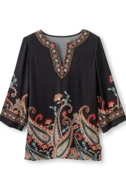 Discount Soft Surroundings Elma 3/4 Sleeve Tunic CascadingBrder