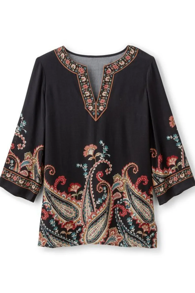 Discount Soft Surroundings Elma 3/4 Sleeve Tunic CascadingBrder