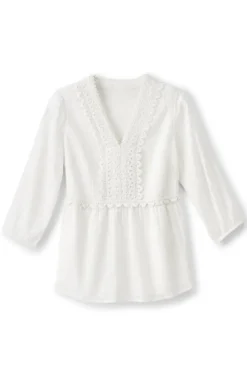 Online Soft Surroundings Elodie Windowpane Gauze Top Navy