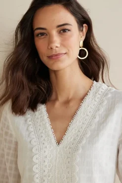 Online Soft Surroundings Elodie Windowpane Gauze Top Navy