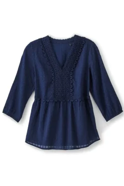 Online Soft Surroundings Elodie Windowpane Gauze Top Navy