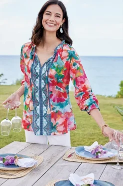 Online Soft Surroundings Evalina Top PinkRanunculus