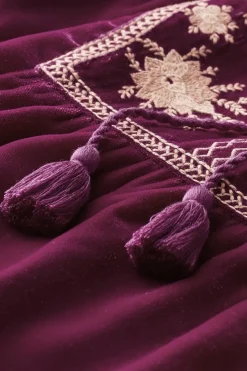 Best Soft Surroundings Evelyne Embroidered Velvet Tunic MagentaPurple