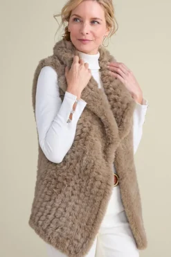 Hot Soft Surroundings Faux Fur Draped Vest Taupe