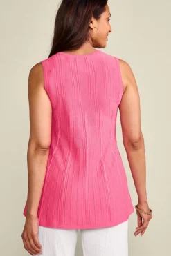 Discount Soft Surroundings Felicity Peplum Sweater Tank AzaleaPink