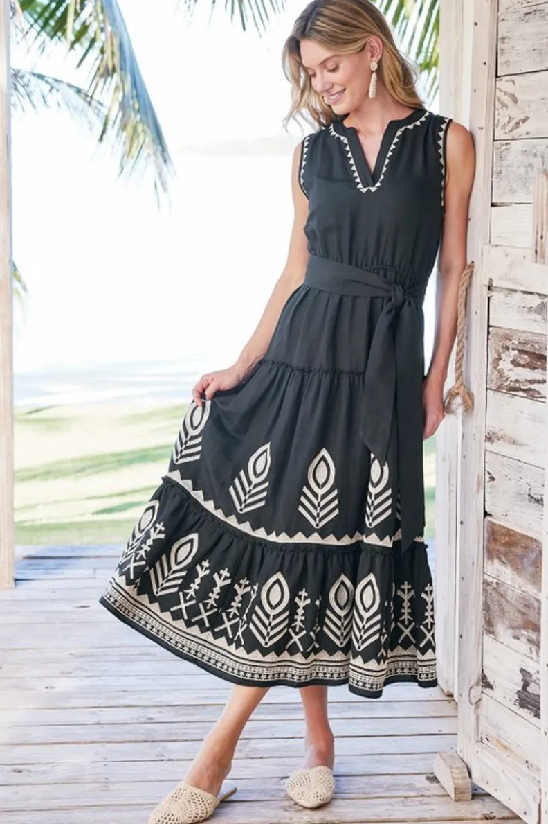 Fashion Soft Surroundings Fernanda Midi Dress Black