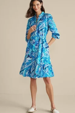 Hot Soft Surroundings Feyre Short Dress IslandSunPaisleyBlue