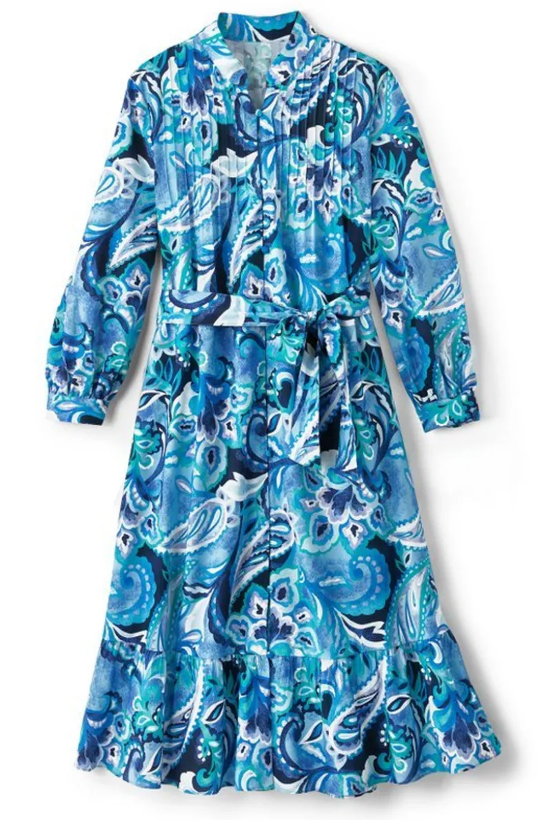 Hot Soft Surroundings Feyre Short Dress IslandSunPaisleyBlue