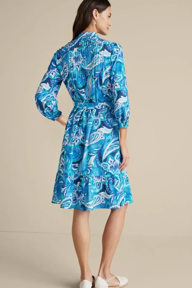 Hot Soft Surroundings Feyre Short Dress IslandSunPaisleyBlue