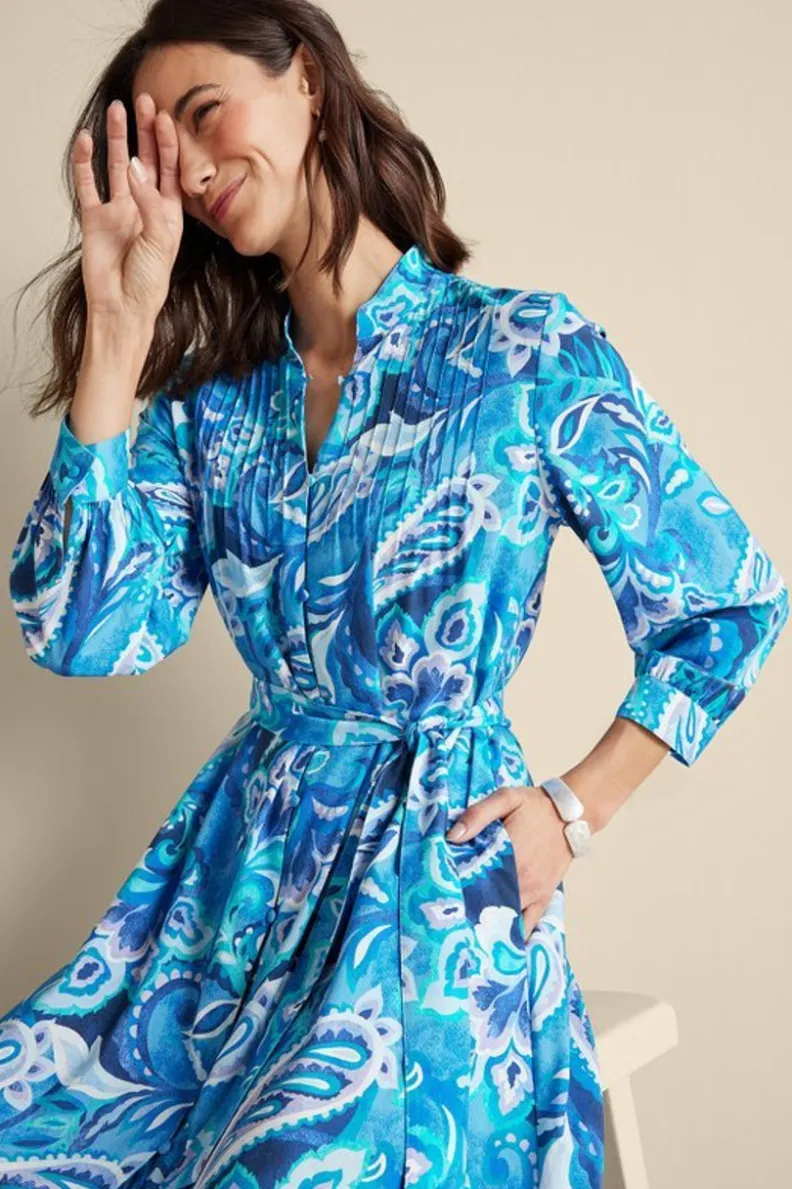 Hot Soft Surroundings Feyre Short Dress IslandSunPaisleyBlue