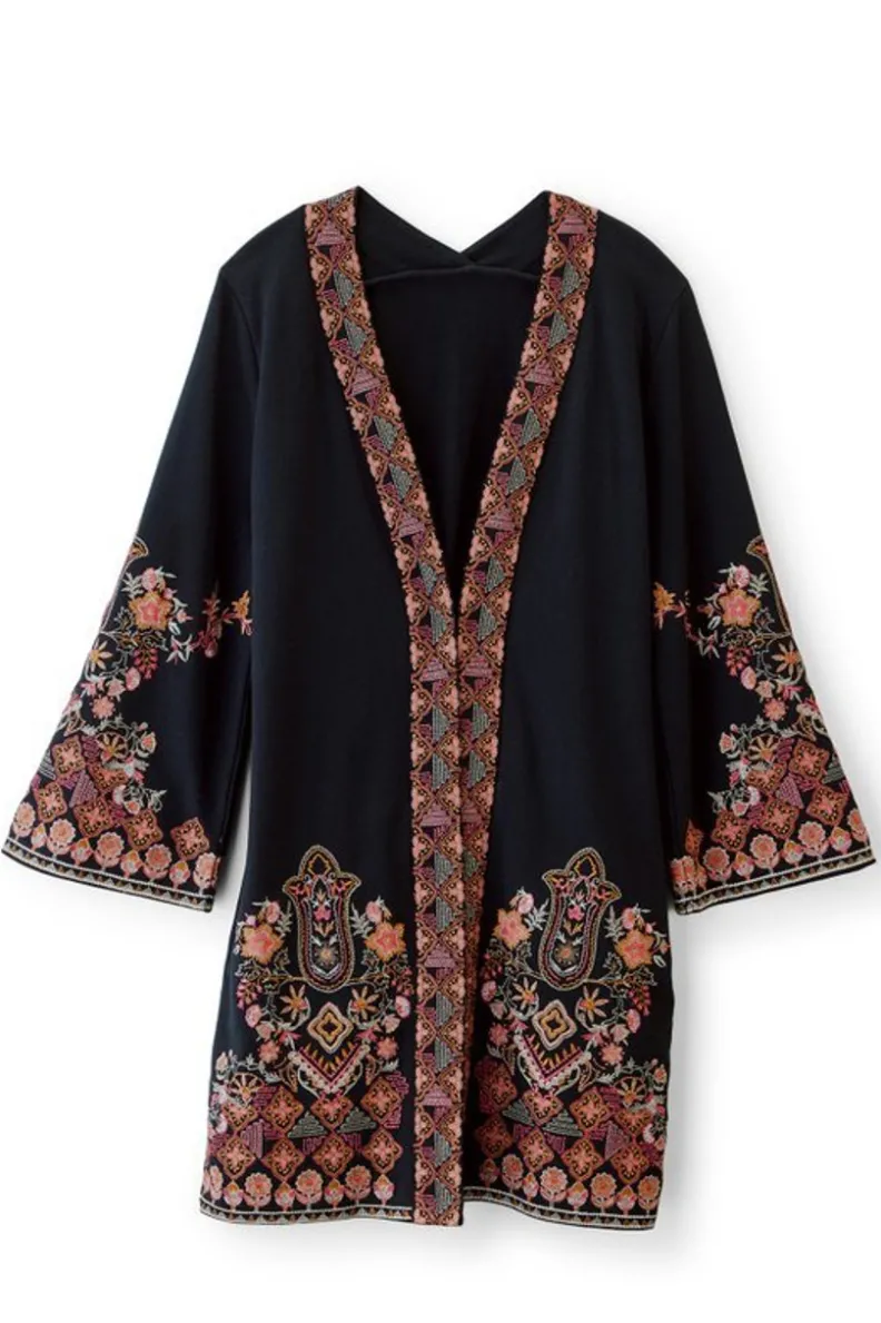 Clearance Soft Surroundings Fiberworks Kimono AntiqueBlack