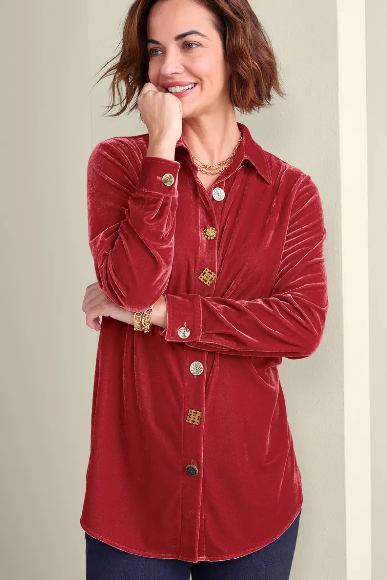 Sale Soft Surroundings Filigree Velvet Boyfriend Shirt