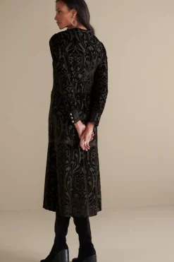 Fashion Soft Surroundings Hadley Velvet Dress BlackAbstract
