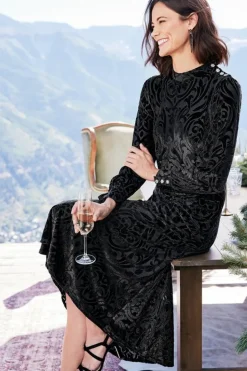 Fashion Soft Surroundings Hadley Velvet Dress BlackAbstract