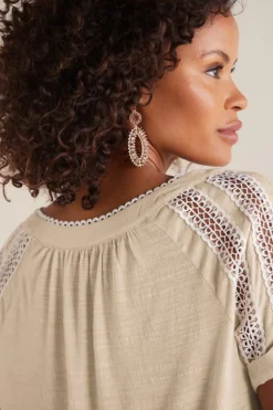 Sale Soft Surroundings Halle Short Sleeve Top LightTaupe