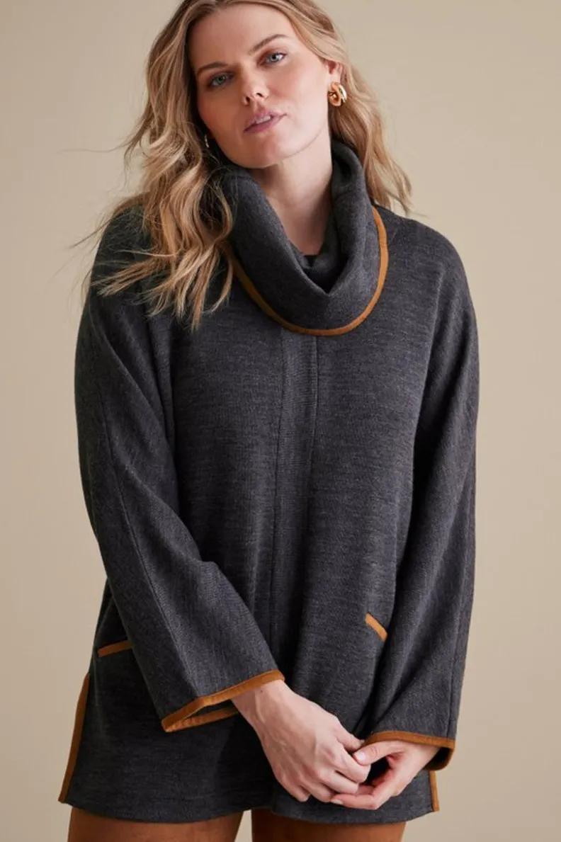 New Soft Surroundings Hanna Convertible Tunic CharcoalHeather