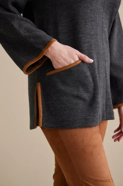 New Soft Surroundings Hanna Convertible Tunic CharcoalHeather