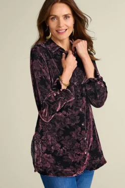 Best Soft Surroundings Icon Silk Velvet Poets Tunic Shirt