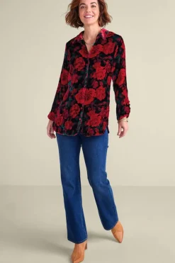 Best Soft Surroundings Icon Silk Velvet Poets Tunic Shirt