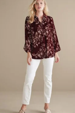 Best Soft Surroundings Icon Silk Velvet Poets Tunic Shirt
