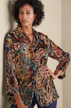 Best Soft Surroundings Icon Silk Velvet Poets Tunic Shirt
