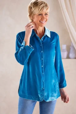 Best Soft Surroundings Icon Silk Velvet Poets Tunic Shirt