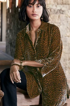 Best Soft Surroundings Icon Silk Velvet Poets Tunic Shirt