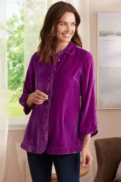 Best Soft Surroundings Icon Silk Velvet Poets Tunic Shirt
