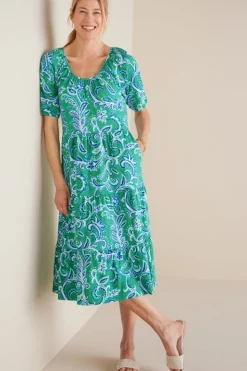 Best Soft Surroundings Ilana Midi Dress GreenLeafIkat