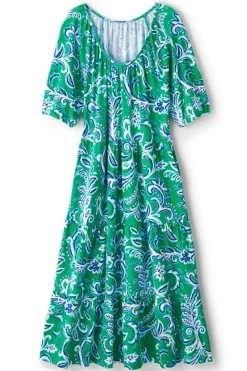 Best Soft Surroundings Ilana Midi Dress GreenLeafIkat