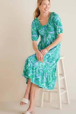 Best Soft Surroundings Ilana Midi Dress GreenLeafIkat