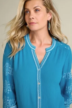 Hot Soft Surroundings Imane Gauze Tunic BlueDanube