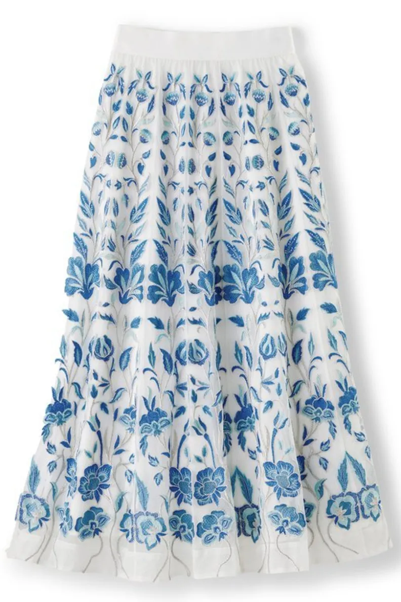 Hot Soft Surroundings Imani Maxi Skirt BlueDreamEmbroidery