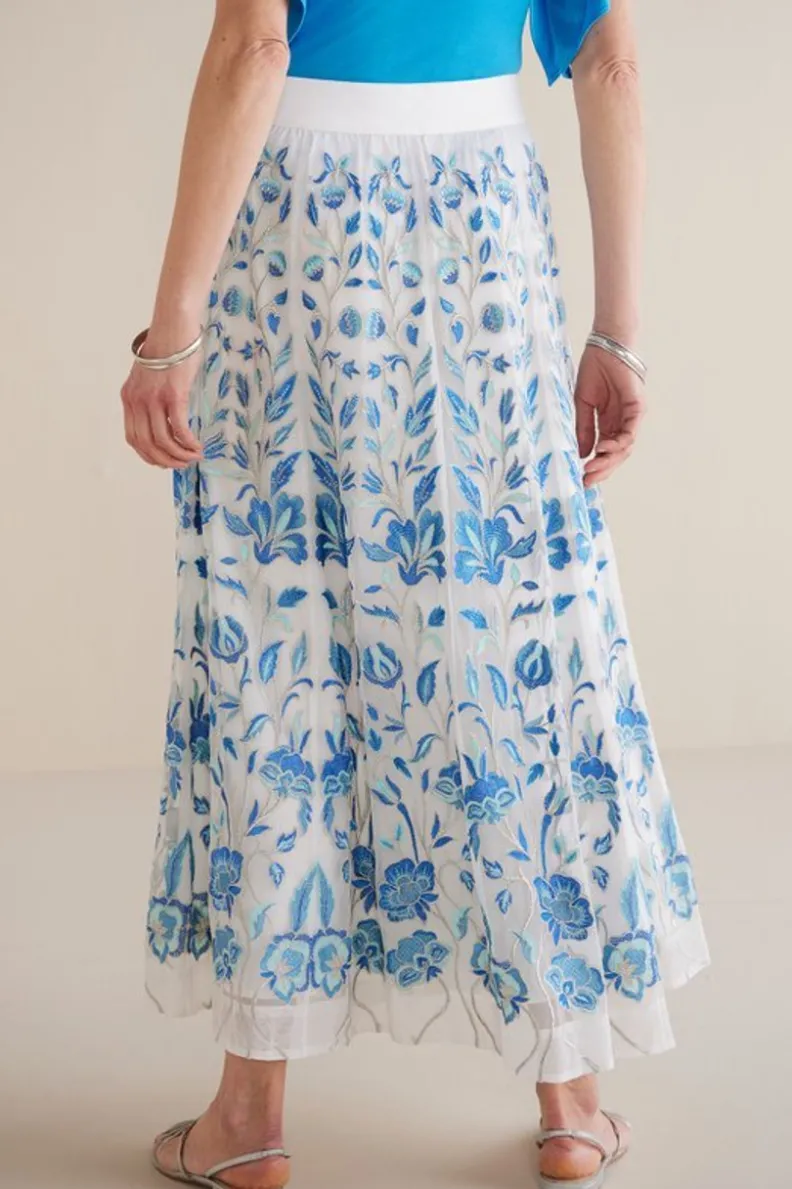 Hot Soft Surroundings Imani Maxi Skirt BlueDreamEmbroidery