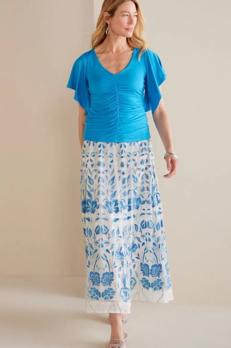Hot Soft Surroundings Imani Maxi Skirt BlueDreamEmbroidery
