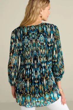 Outlet Soft Surroundings Imrie 3/4 Sleeve Tunic MenaraIkatBlue