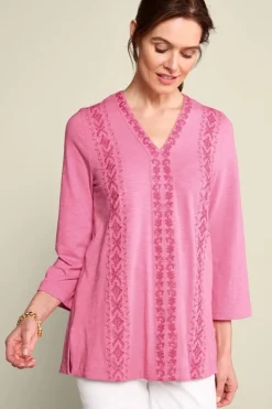Hot Soft Surroundings Ingrid Embroidered Tunic AzaleaPink