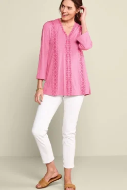 Hot Soft Surroundings Ingrid Embroidered Tunic AzaleaPink