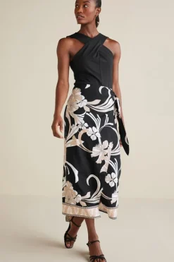 Best Soft Surroundings Isla Stretch Linen Midi Skirt GoldenBotanicals