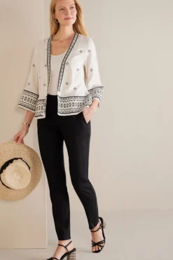 Fashion Soft Surroundings Isla Stretch Linen Slim Leg Pants Black