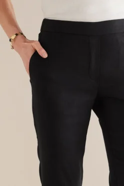 Fashion Soft Surroundings Isla Stretch Linen Slim Leg Pants Black